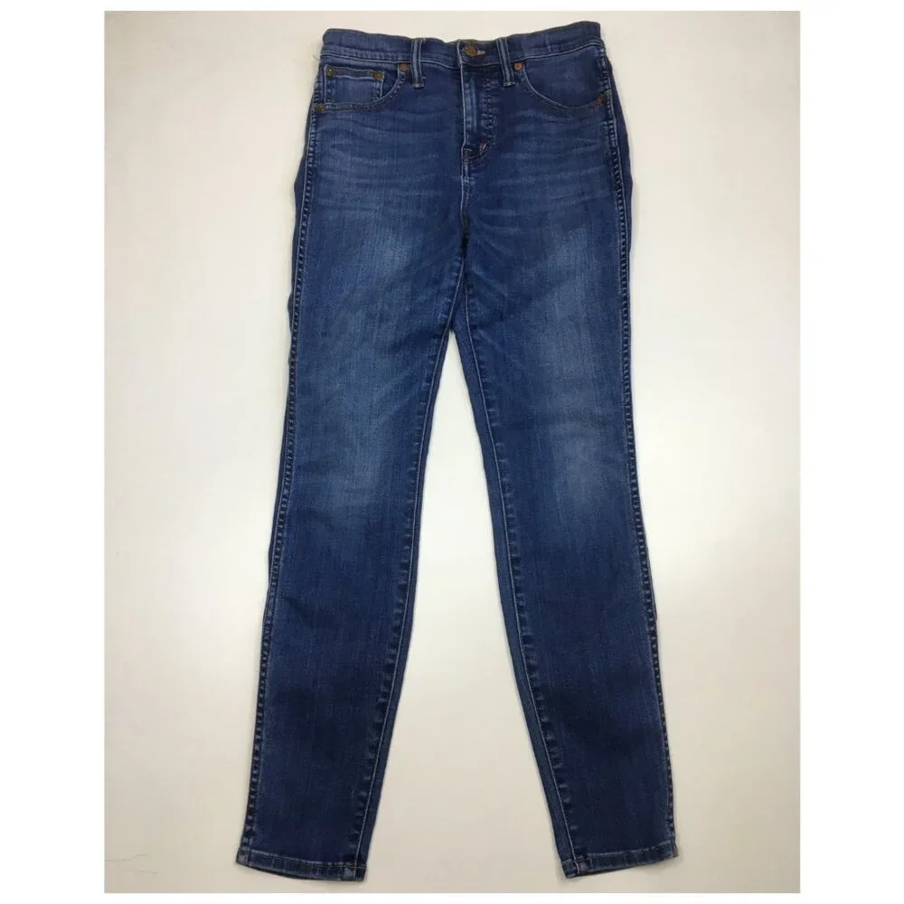 MADEWELL Med Wash 10" High Rise 5 Pocket Logo Hardware Skinny Jeans - Picture 1 of 12